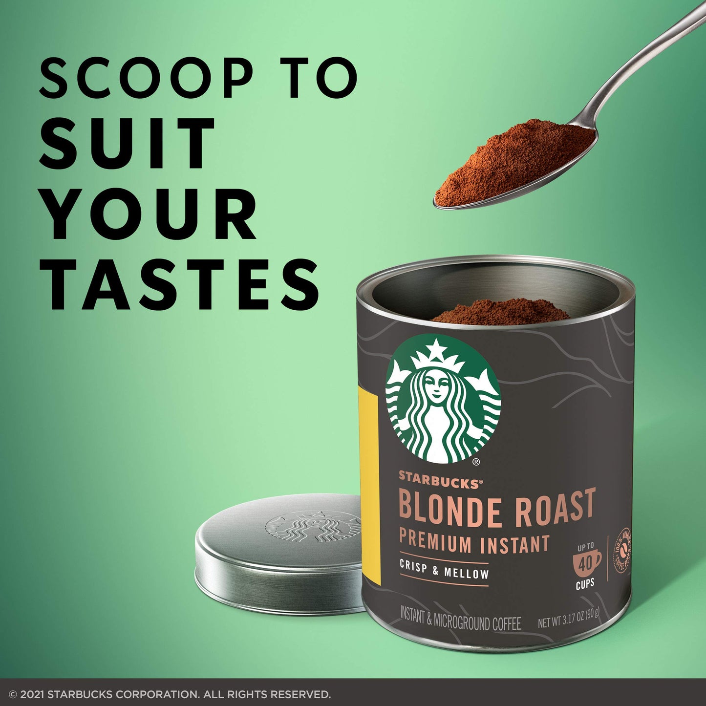 Starbucks Premium Instant Coffee Blonde Roast 100% Arabica 3.17 Oz Tin - Up to 40 Cups