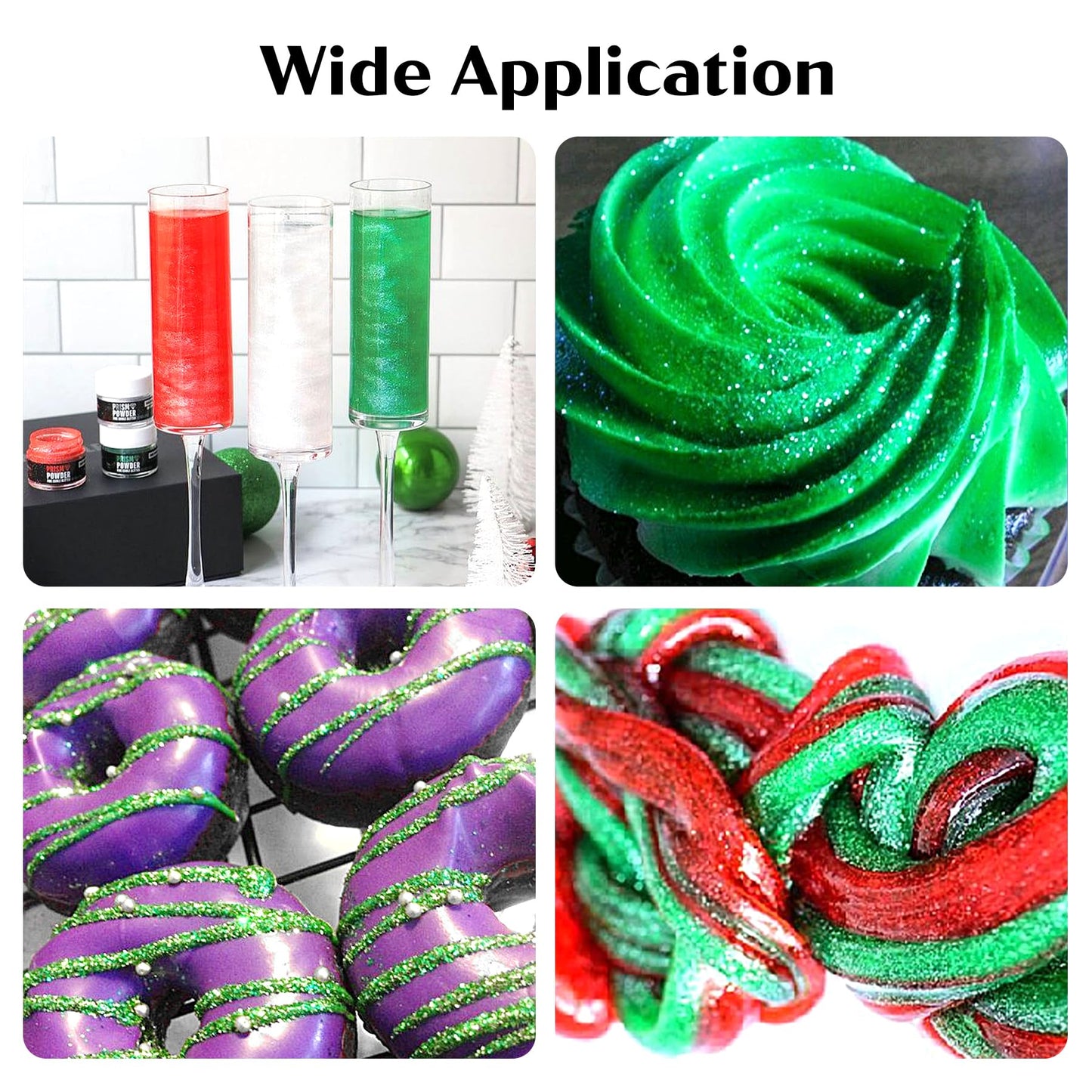 Green Edible Glitter For Cocktails - 6G Green Luster Dust Edible Drink Glitter Food Grade Metallic Shimmer Powder Sprinkles For