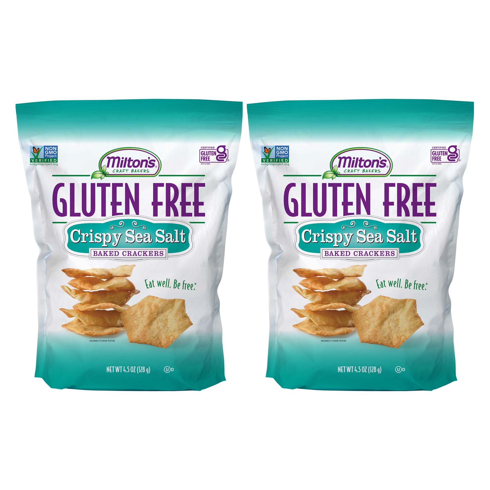 Miltons Craft Bakers Gluten Free Sea Salt Crackers, Non-GMO, Kosher, 4.5 Oz (Pack of 2)