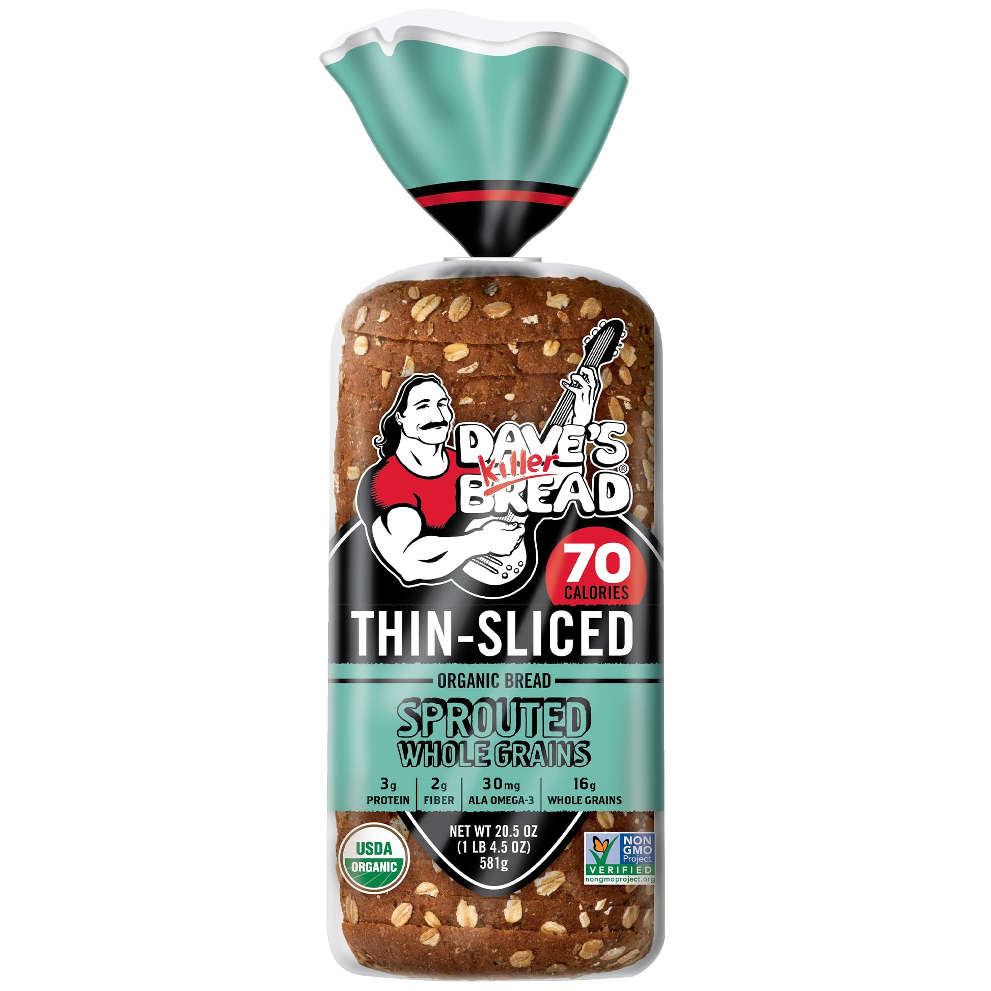 Daves Killer Bread Sprouted Whole Grains Thin-Sliced, Whole Grain Organic Bread, 20.5 oz Loaf