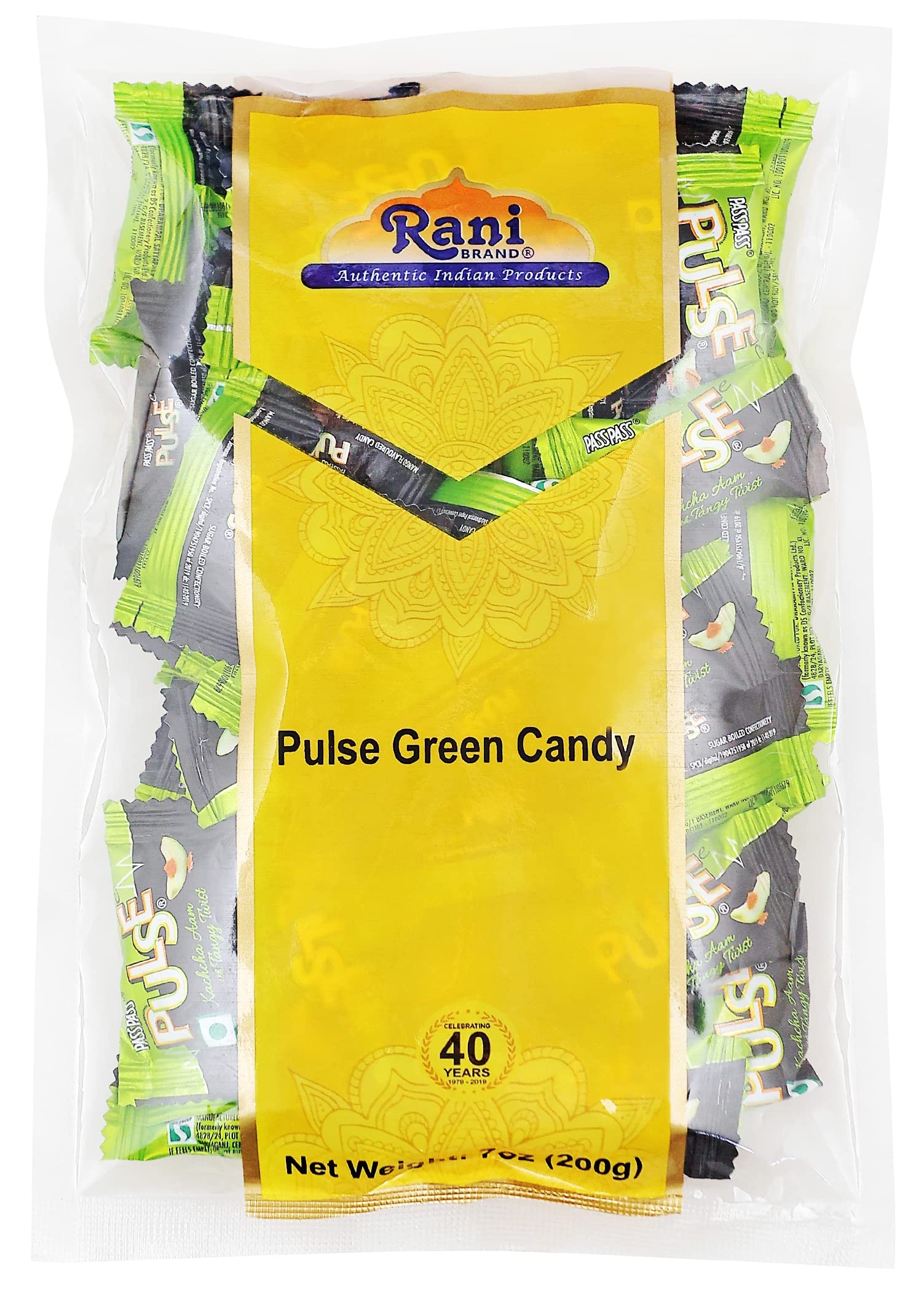 Rani Brand Green Candy 7oz (200g) - Vegan, Gluten Friendly, NON-GMO, Individually Wrapped Indian Treats