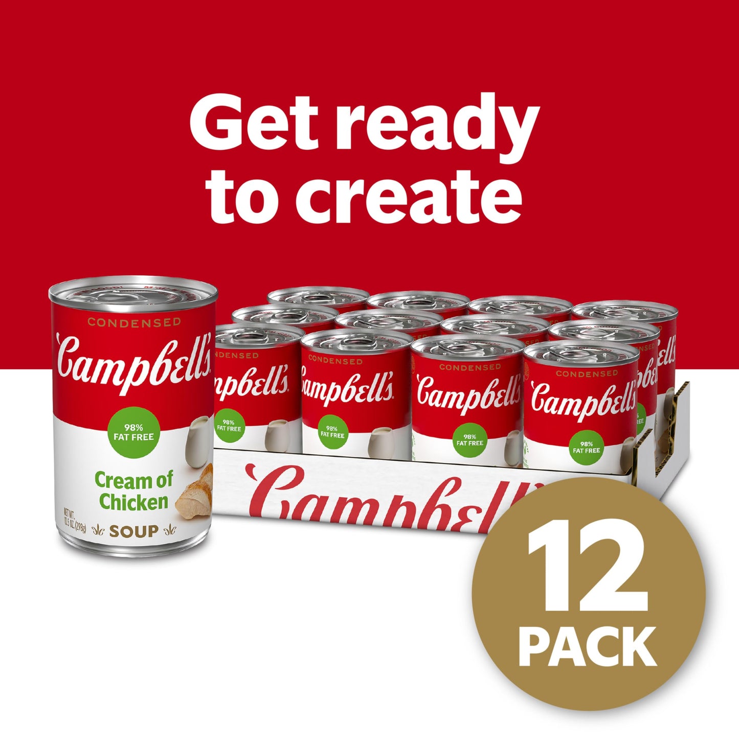 Campbell’S Condensed 98% Fat Free Cream Of Chicken Soup, 10.5 Ounce Can (Pack Of 12)