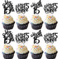 Rsstarxi Cupcake Toppers, 24 Pack, Glitter, Black, 15th Birthday Decorations