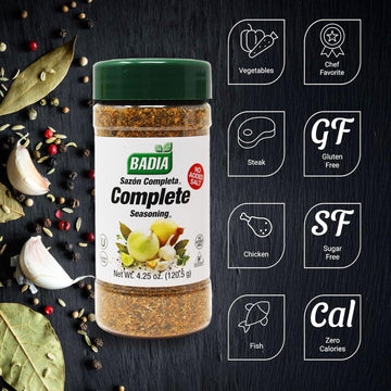 Badia Complete Seasoning Salt-Free  4.25 oz - All-Purpose Spice Blend of Garlic  Onion  Pepper  Herbs & Spices - Savory Signature Blend