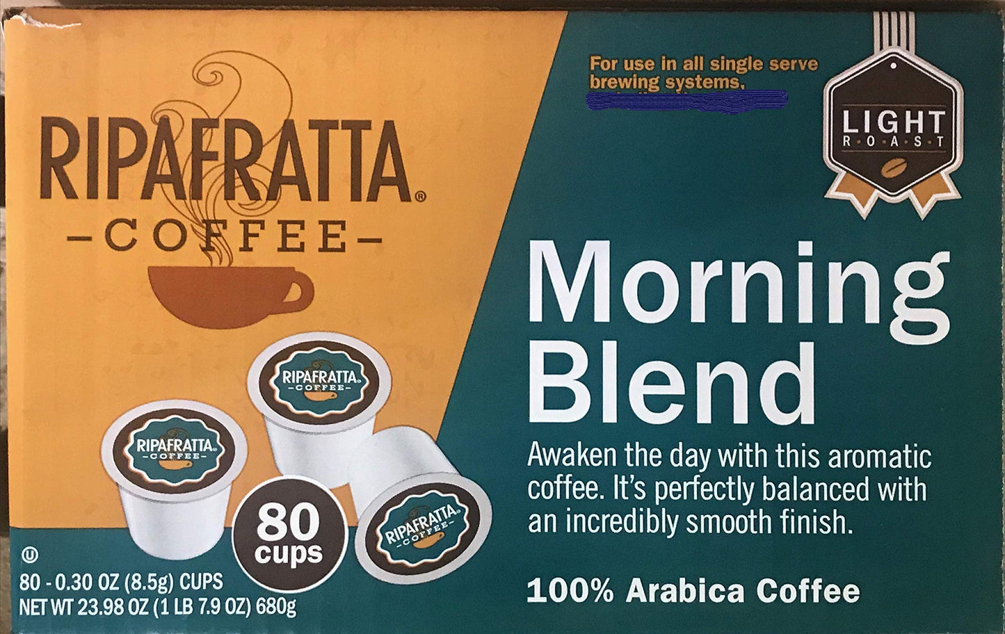 Ripafratta Morning Blend Coffee Single Serve 80 Count
