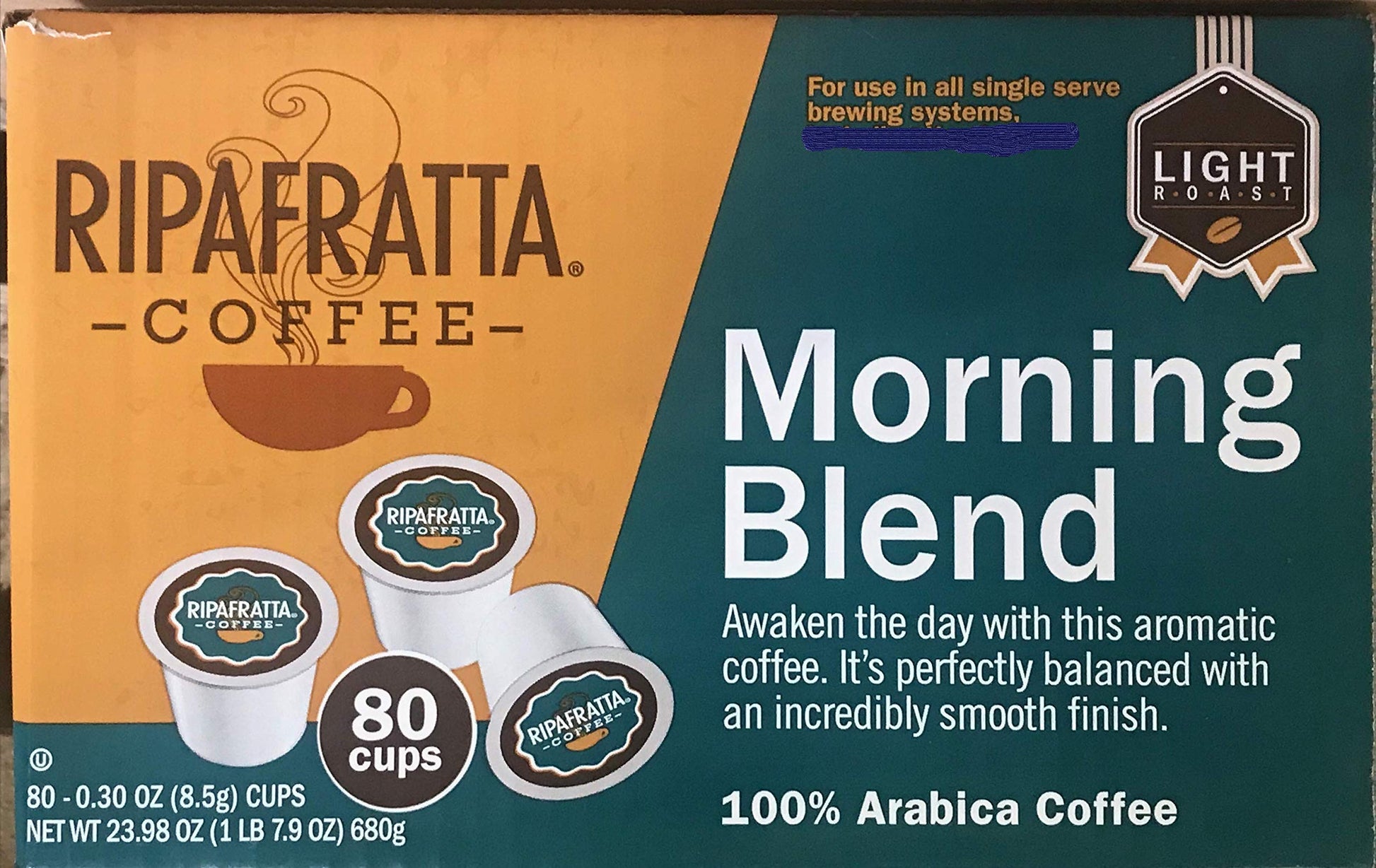 Ripafratta Morning Blend Coffee Single Serve 80 Count