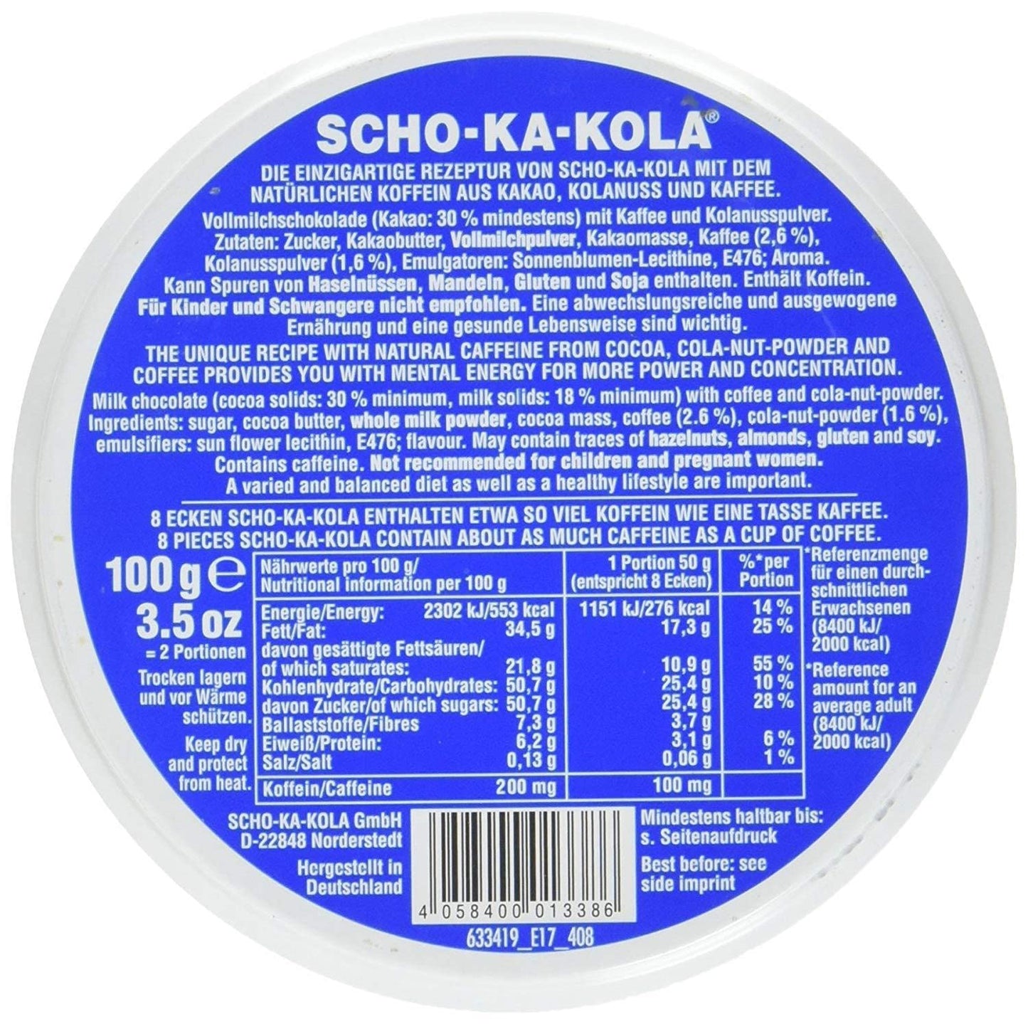 Militar SCHO-KA-KOLA Chocolate Mix with Caffeine, Dark & Milk, 2 Pack, 7.05 Ounce Each, Made in Germany