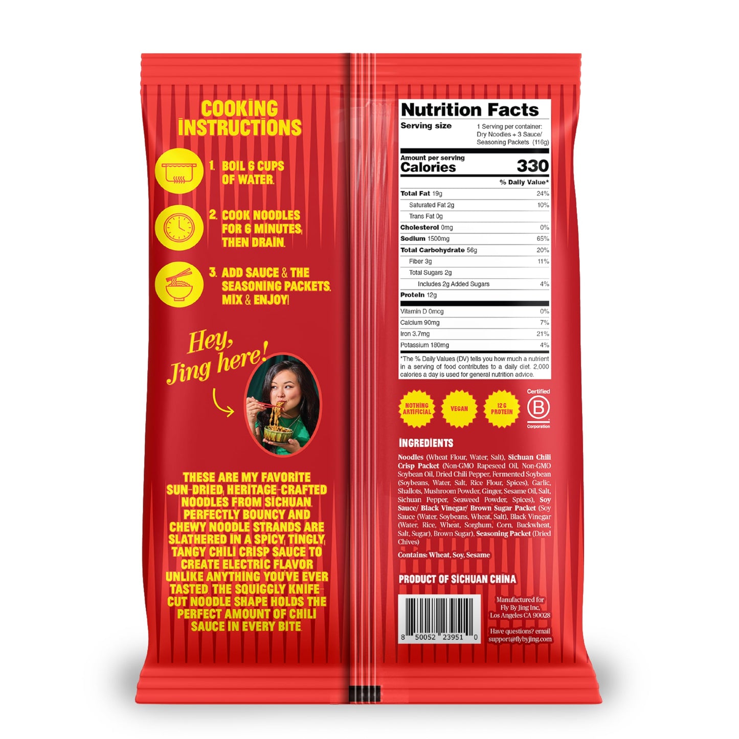 FLYBYJING Chili Crisp Noodles, 4.09 oz (Pack of 1)