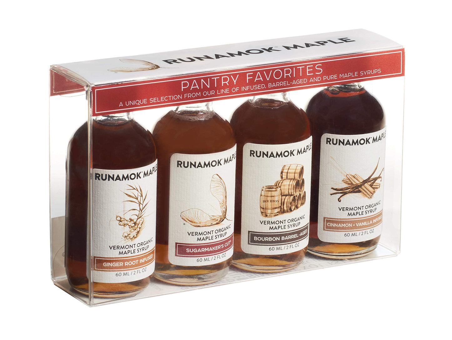 Runamok Organic Maple Syrup Pairing Collection, 2 oz (Pack of 4), Barrel-aged and Infused, Model PNTRY
