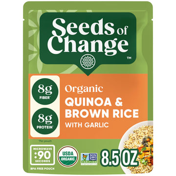 SEEDS OF CHANGE Organic Quinoa & Brown Rice with Garlic, Organic Food, 8.5 OZ Pouch