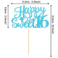 YCTHUNFISH Happy Sweet 16 Cake Topper, Glitter 16th Birthday Decoration, Light Blue, Bamboo Material