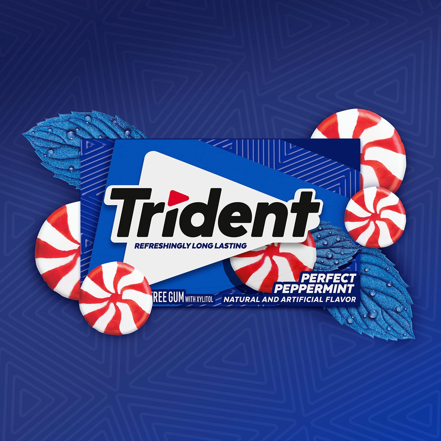 Trident Sugar Free Gum, Perfect Peppermint Flavor, 14 Count, Pack of 10