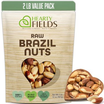 Hearty Fields - Raw Brazil Nuts Unsalted  No Shell  Whole  (32 Oz - 2 Lb) Wholesome In Nature - Hearty In Nurture Healthy Protein Food Snack  Food Assortments