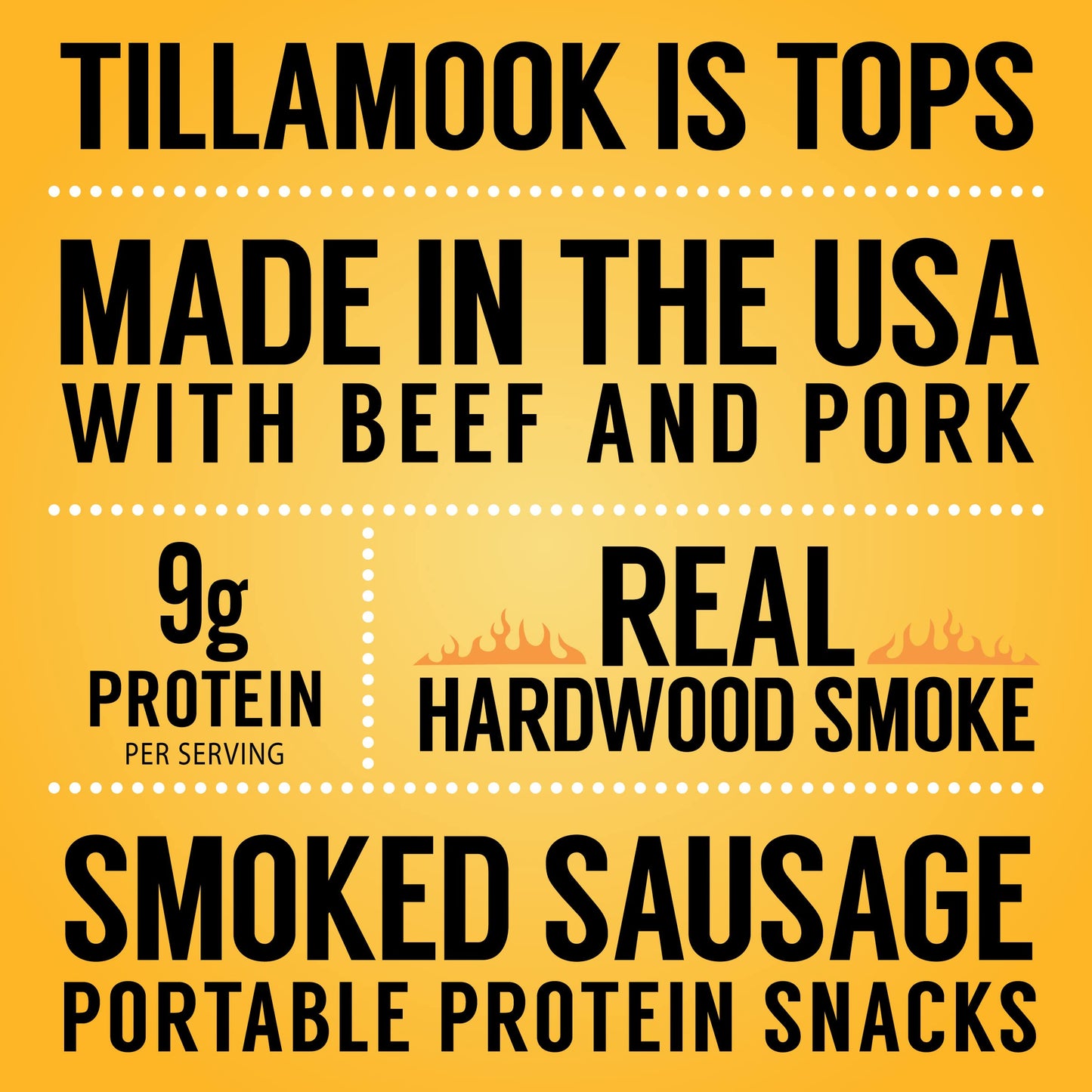 TILLAMOOK COUNTRY SMOKER Real Hardwood Smoked Sausages, Pepper, 15.2 Ounce Tall Jar, 20 Count