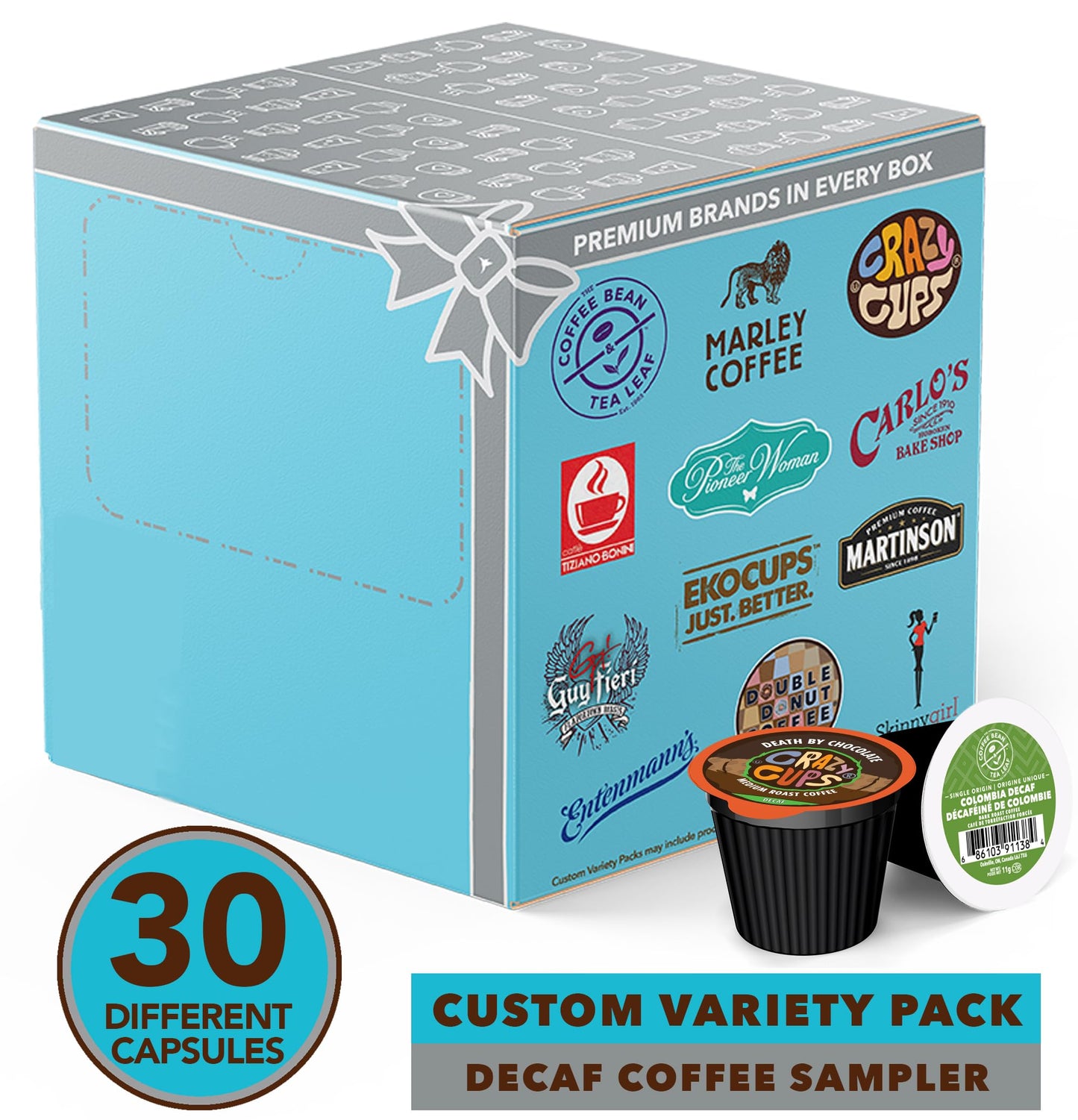 Crazy Cups Decaf Coffee Pods Variety Pack, Assorted Flavored & Unflavored, 30 Count Compatible with Keurig K Cups, Model SYNCHKG060180