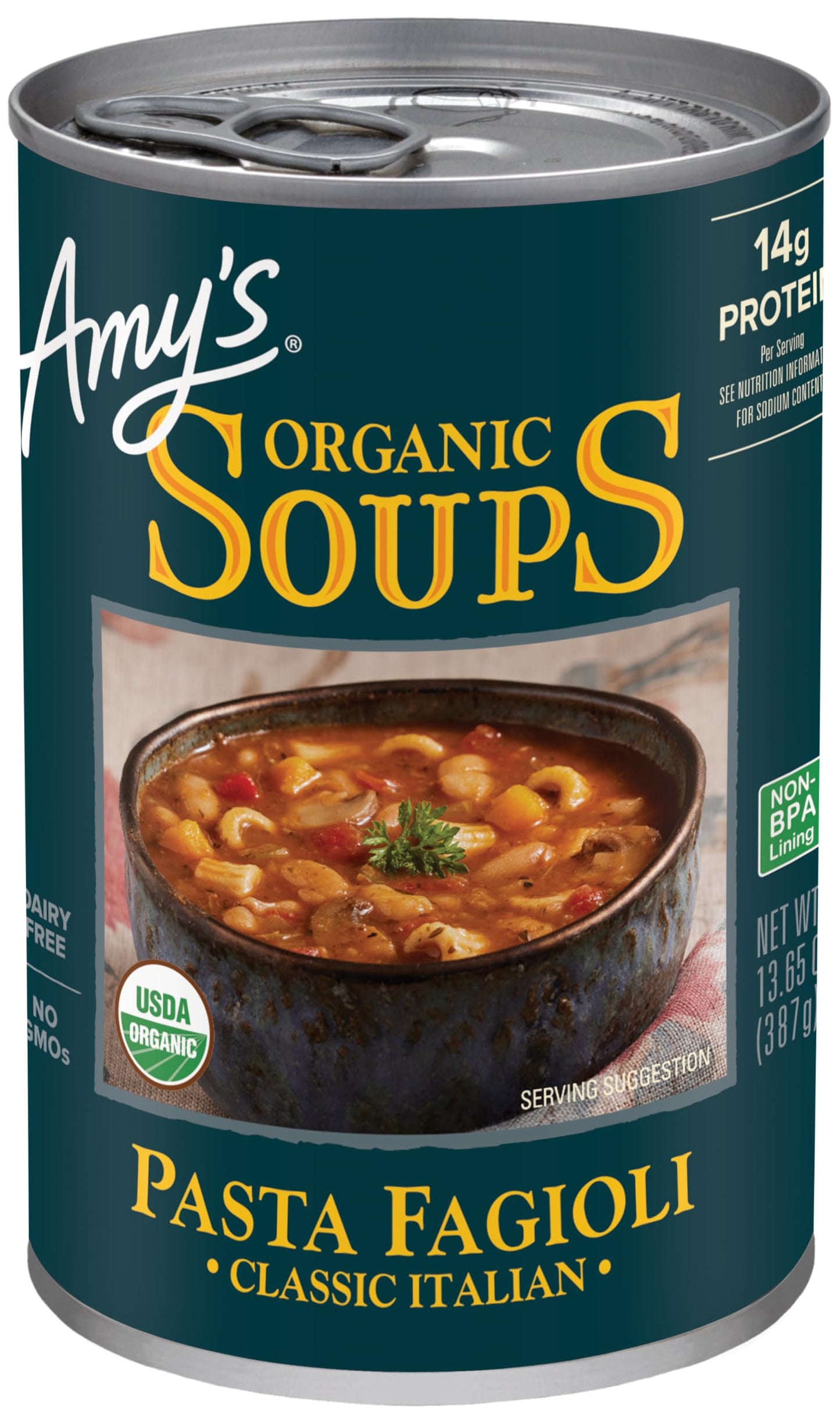 Amys Soup, Organic Pasta Fagioli Soup, 13.65 Oz