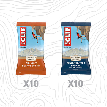 Clif Bar - Energy Protein Bars - Crunchy Peanut Butter And Peanut Butter Banana With Dark Chocolate - Variety Pack - Made With Organic Oats - Energy Bars - Non-Gmo - (20 Pack)