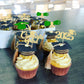 Gyufise 24Pcs 2025 Graduation Theme Cupcake Toppers Glitter Class Of 2025 Cupcake Picks Diploma Graduation Cap Cake Decorations