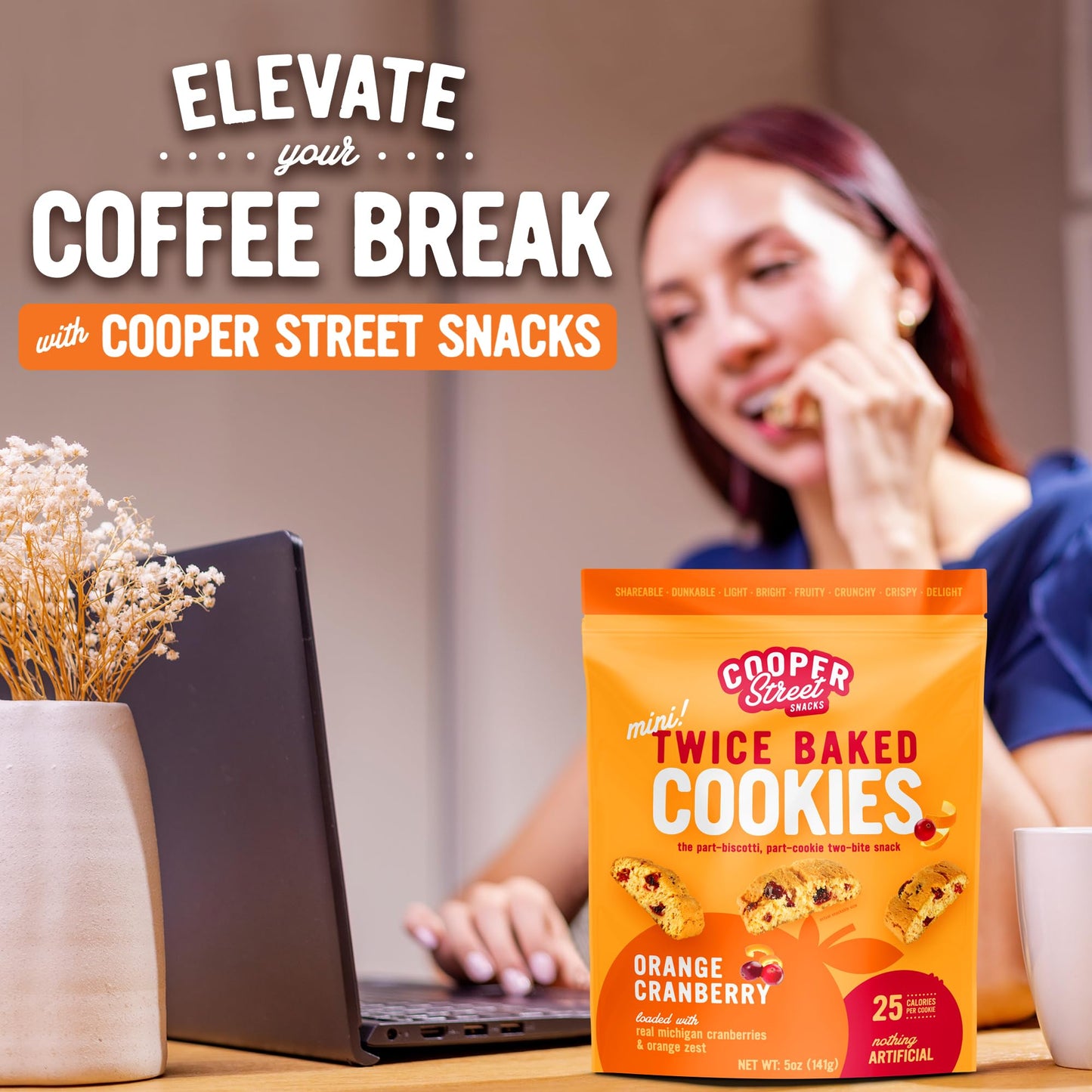 cooper Street cookies All Natural Twice Baked crispy cookie, Nut & Dairy Free, Biscotti Style 5oz (Orange cranberry) (Orange cra