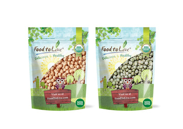 Food to Live Organic Pulses Bundle, 2 Pack - Chickpeas (5 LB), Whole Green Peas (5 LB), Dried Non-GMO Garbanzo Beans and Peas, R