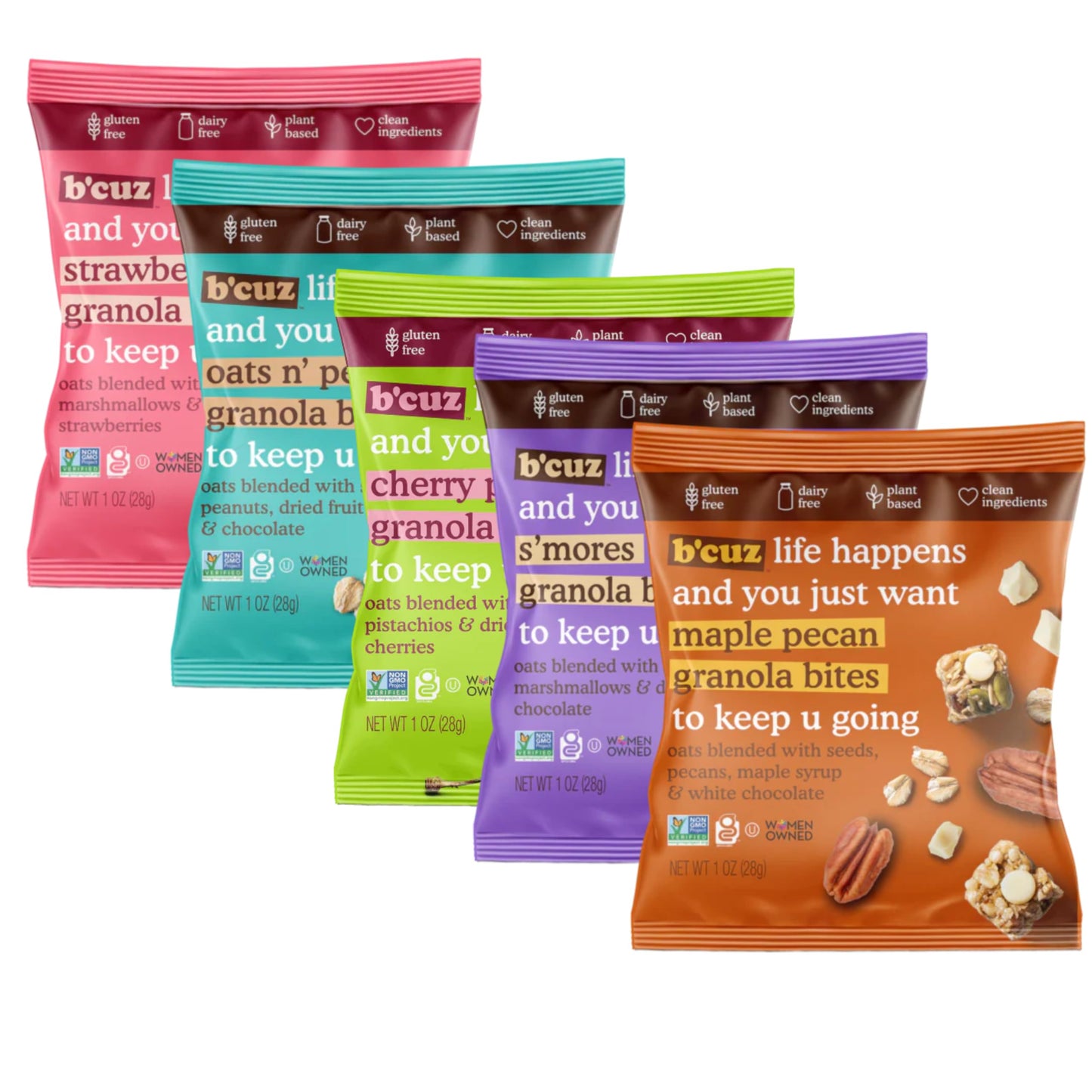 B cuz Granola Bites - Gluten Free On the Go Snacks Variety Pack, Kosher, Vegan Friendly, Travel Safe, Healthy Breakfast and Des