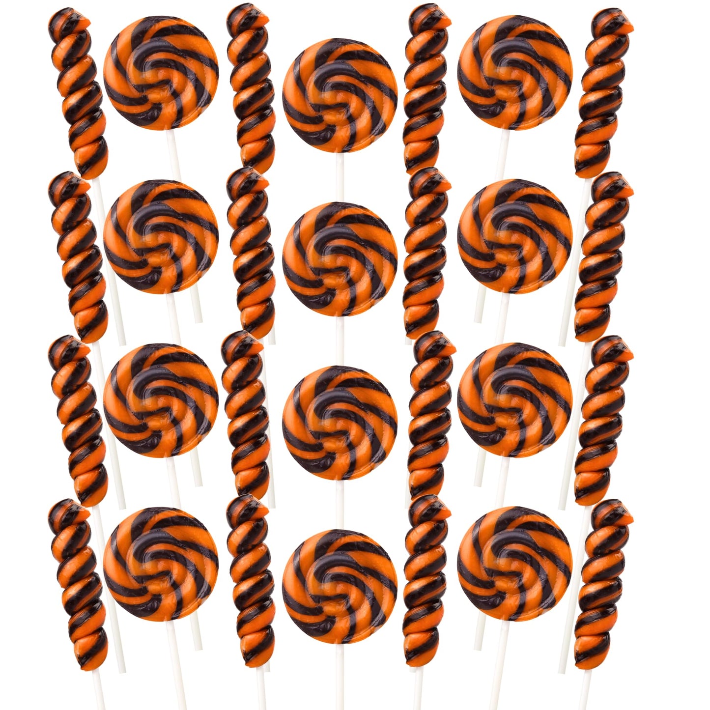 Orange and Black Swirl Halloween Lollipops  Festive Trick or Treat Candy  Individually Wrapped Party Favors  24 Count