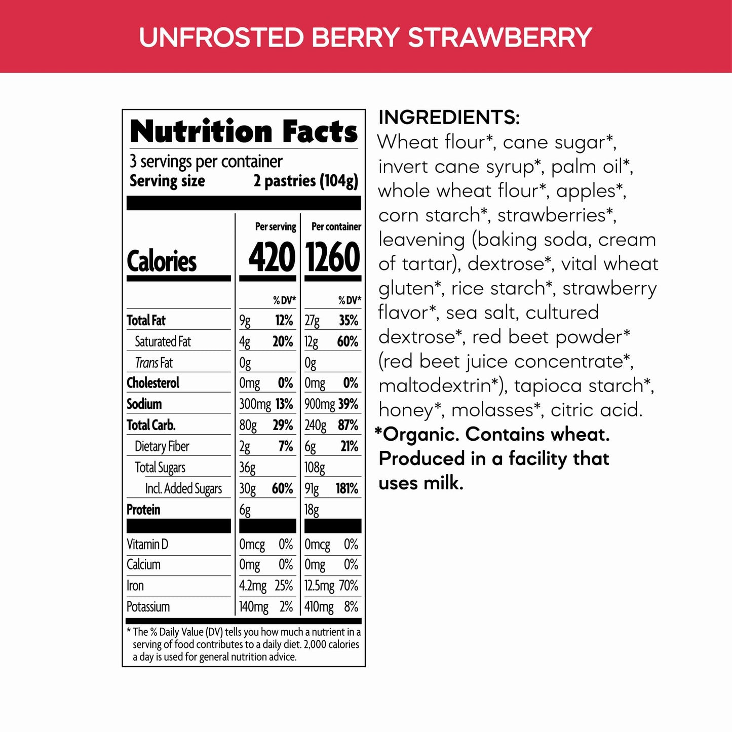 Nature'S Path Organic Unfrosted Berry Strawberry Toaster Pastries, 11 Oz (Pack Of 1), Non-Gmo