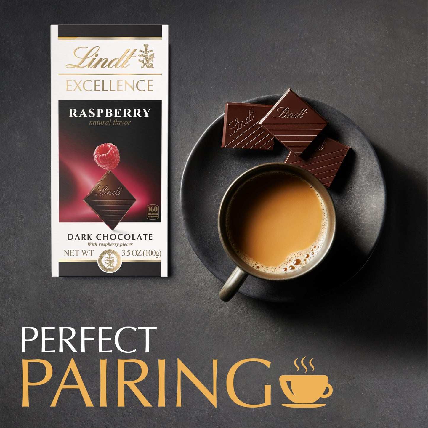 Lindt EXCELLENCE Raspberry Dark Chocolate Candy Bar, 3.5 oz, Pack of 12