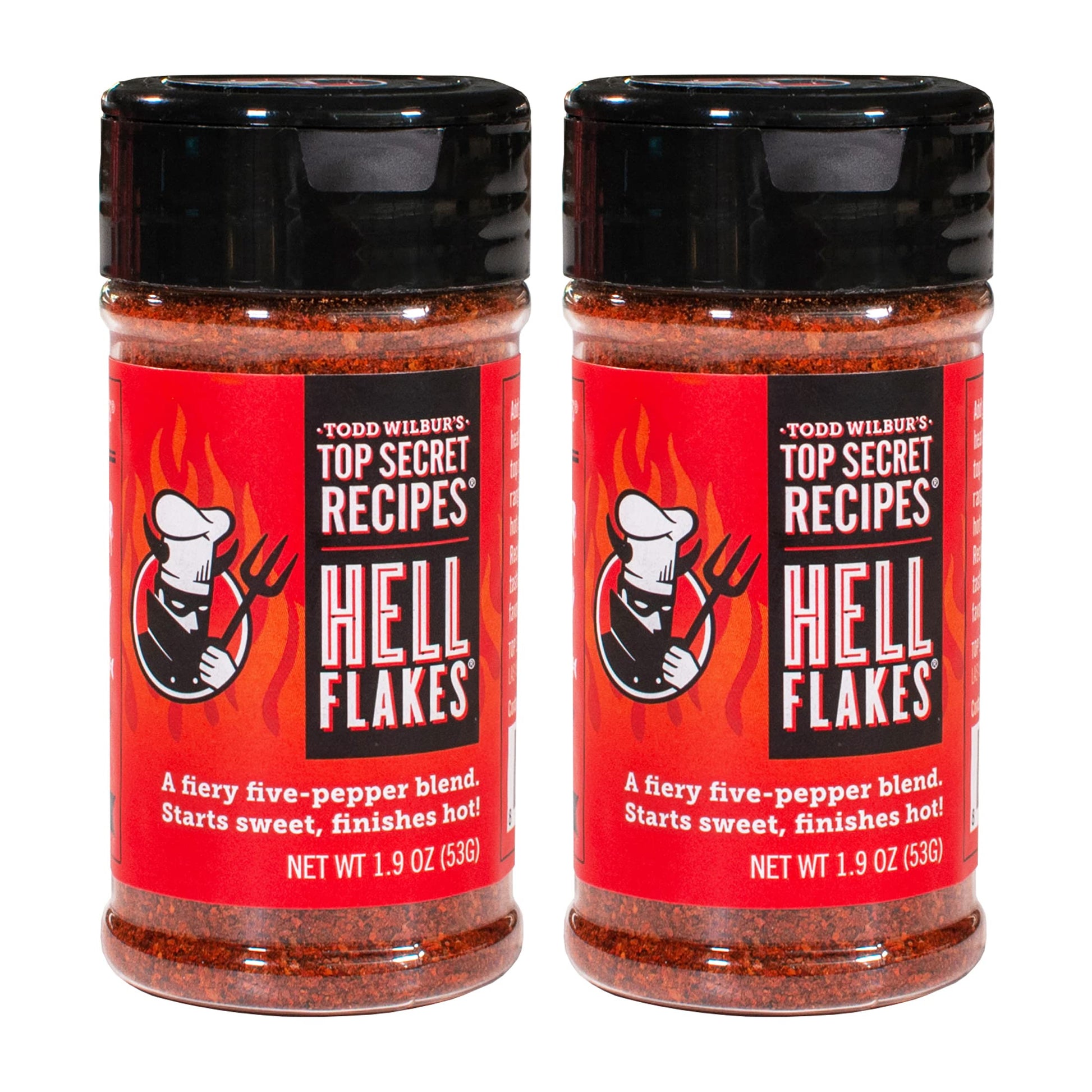 Todd Wilburs Top Secret Recipes Crushed Red Pepper Flakes - Unique Blend of 5 Peppers - 1.9 oz, 2 Pack
