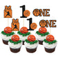24Pcs Basketball One Cupcake Toppers Glitter Number 1 First Birthday Basketball Cupcake Picks For Basketball Sports Theme Baby S