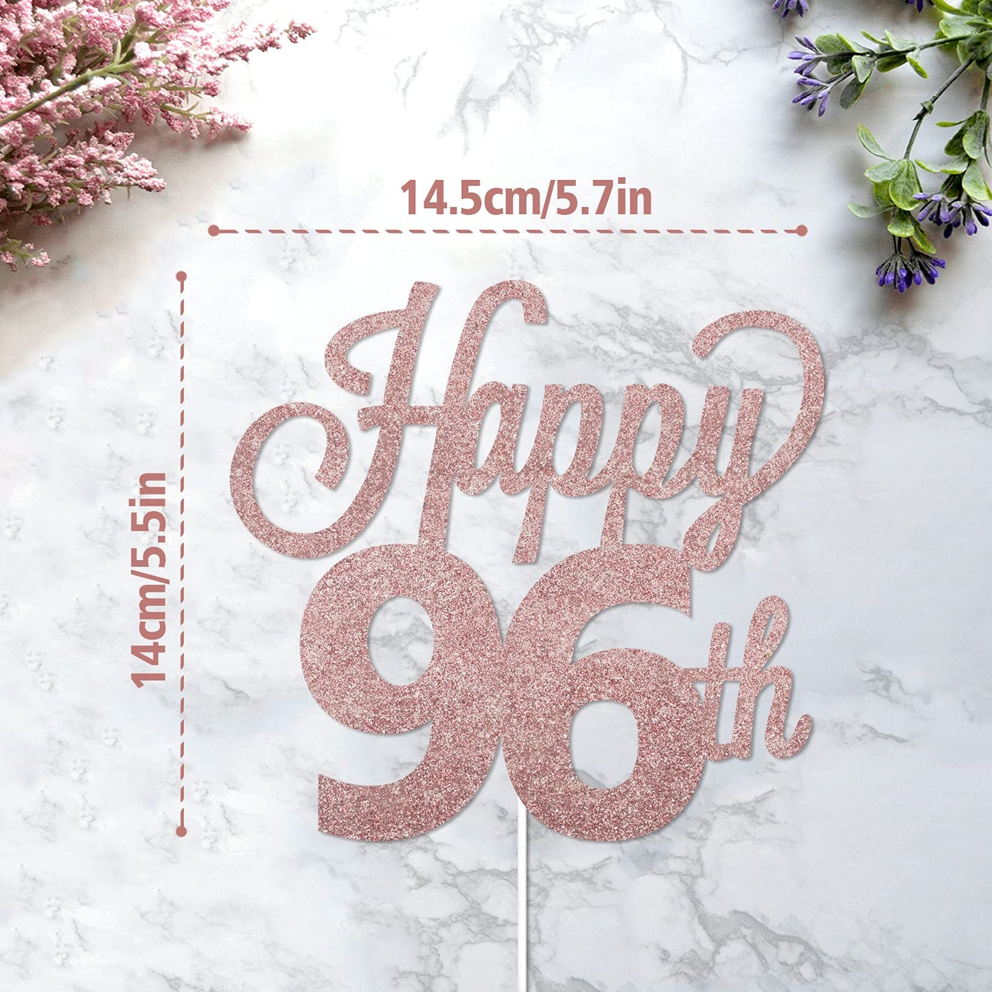Lingteer Happy 96Th Birthday Cake Topper - Cheers To 96Th Birthday 96 Years Old Birthday Party Cake Decorations Sign.