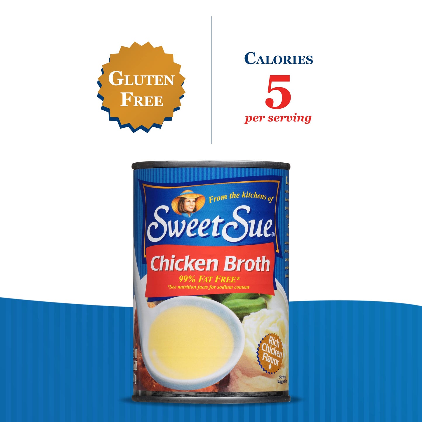 Sweet Sue Chicken Broth, Gluten Free & Keto Friendly, 14.5 oz Can, Pack of 24