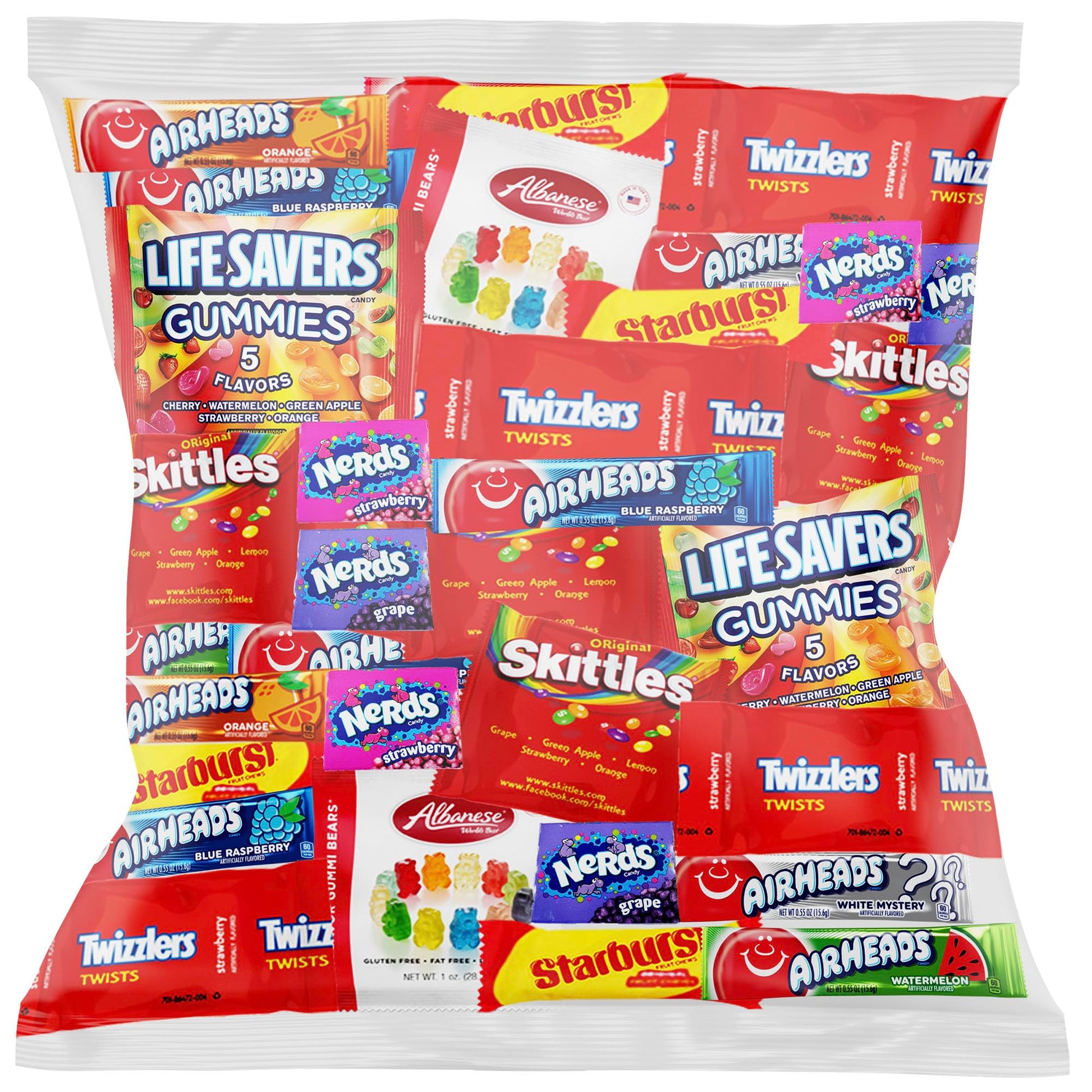 Halloween Bulk Assorted Fruit Candy - Starburst, Skittles, Gummy Life Savers, Air Heads, Sour Punch, Haribo Gold-Bears, Gummy Be