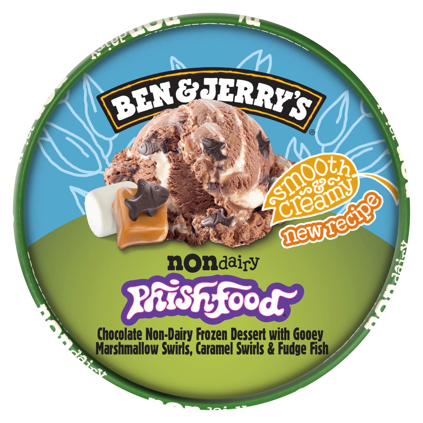 Ben & Jerrys Non-Dairy Phish Food Chocolate Frozen Dessert Certified Vegan Pint 16 oz