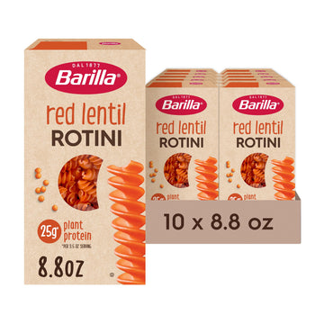 Barilla Red Lentil Rotini Pasta, Good Source Of Plant-Based Protein, Excellent Source Of Fiber, Kosher, Gluten Free & Non-Gmo, 8.8 Ounce (Pack Of 10)