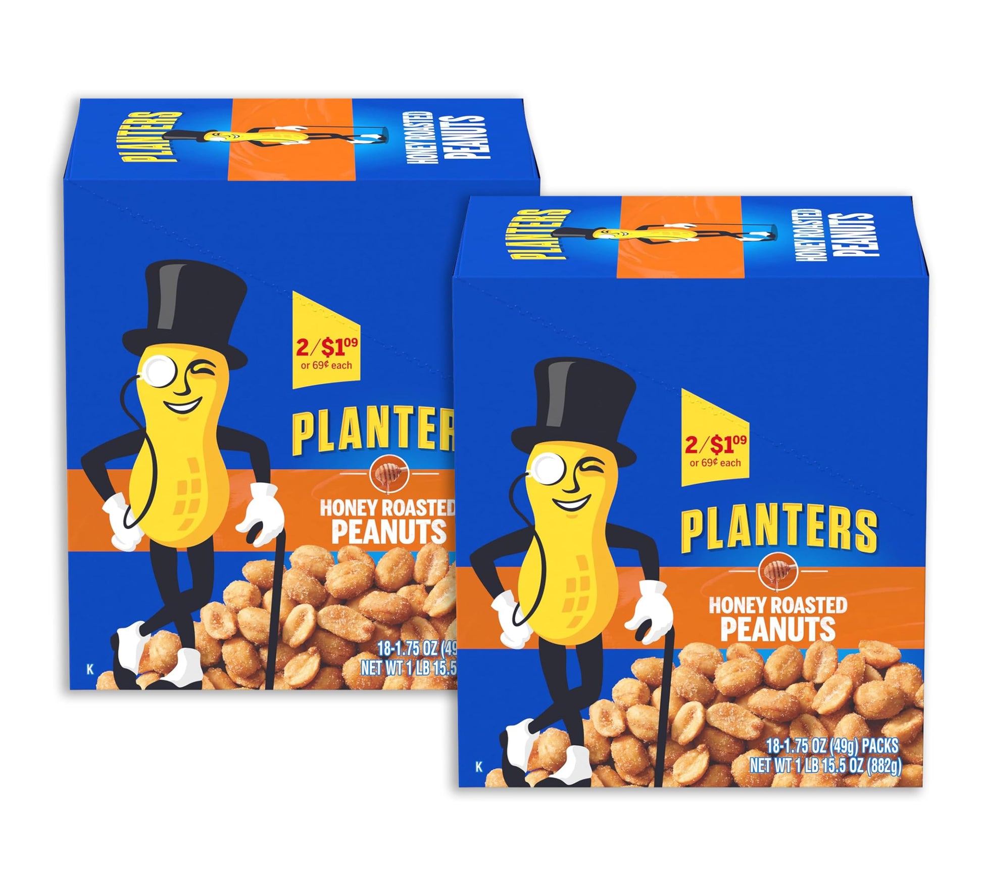 Planters Honey Roasted Peanuts, 1.75 oz Tubes (Pack - 36)