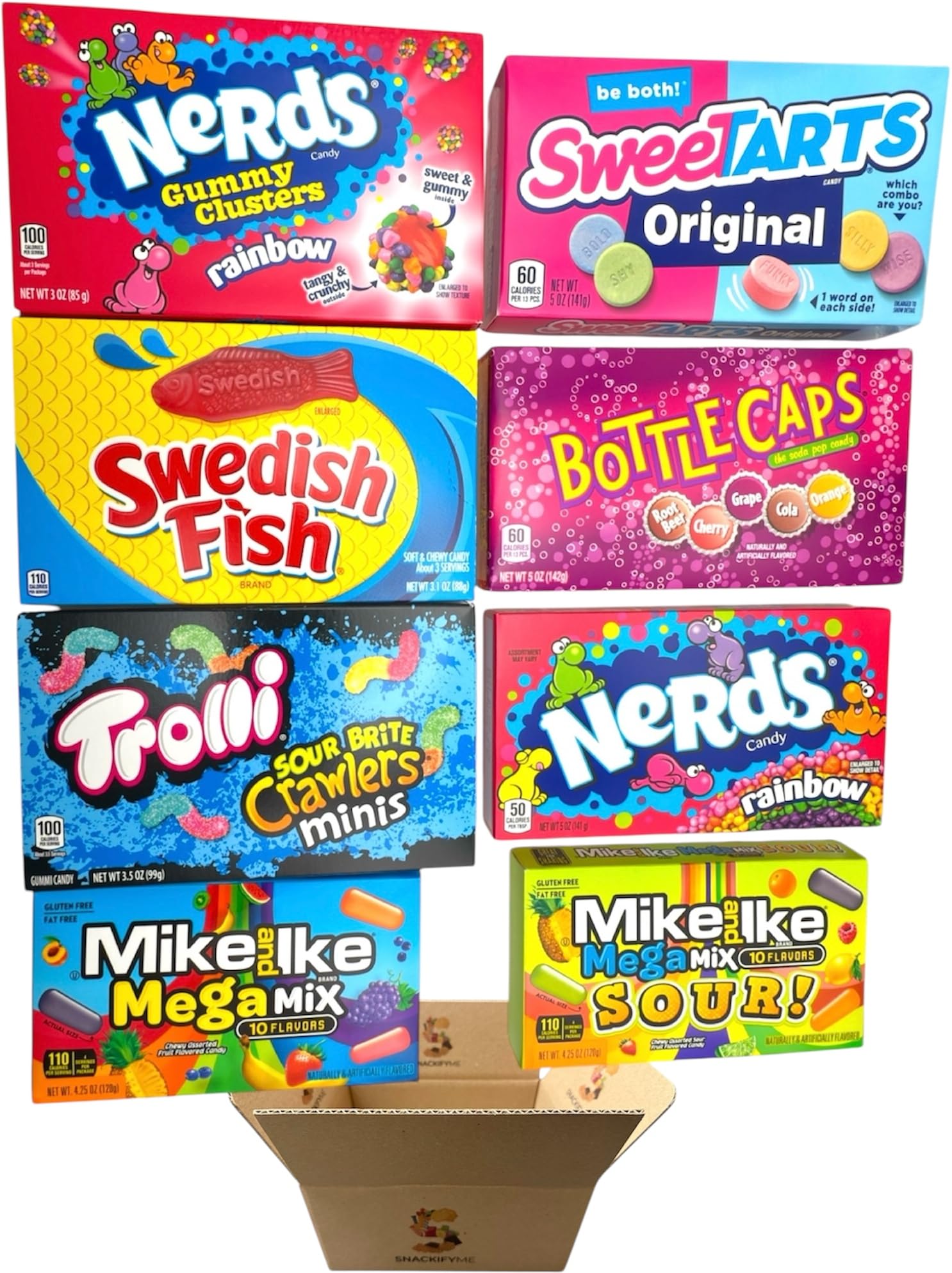 SNACKIFYME Theater Box Candy Variety Pack - 33 OZ, 8 Assorted Chewy & Sour Gummies, Gluten-Free, Perfect for Parties & Movie Nights
