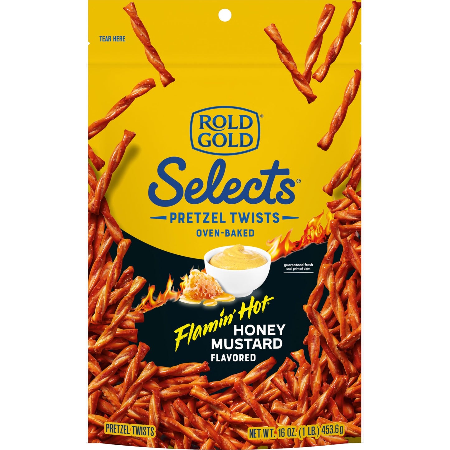 Rold Gold Pretzel Twists, Flamin’ Hot Honey Mustard, 16 Oz, Oven Baked