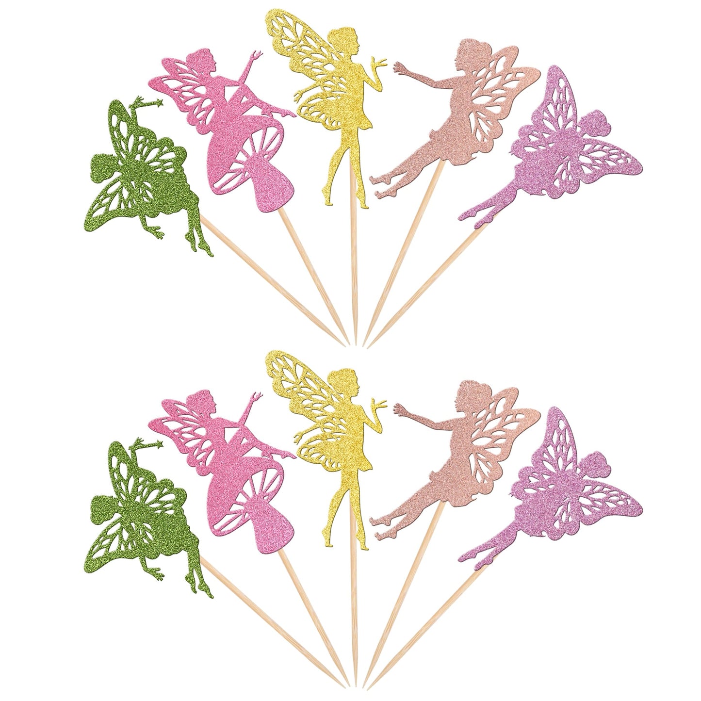 30 Pcs Fairy Cupcake Toppers Glitter Flower Angel Fairy Cupcake Picks Ballet Dancer Cupcake Decorations For Wedding Bridal Showe