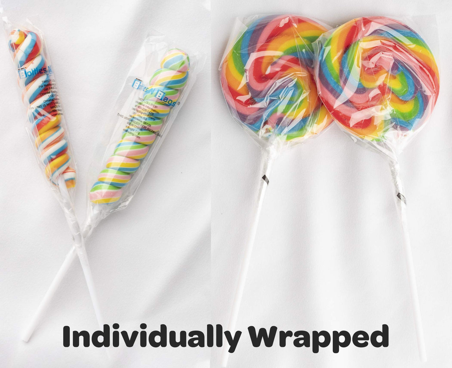 24 Large Rainbow Lollipops Individually Wrapped- Non Broken |12 Giant Swirl Lollipop 3'' And 12 Large Twisty Pops, Carnival Loll