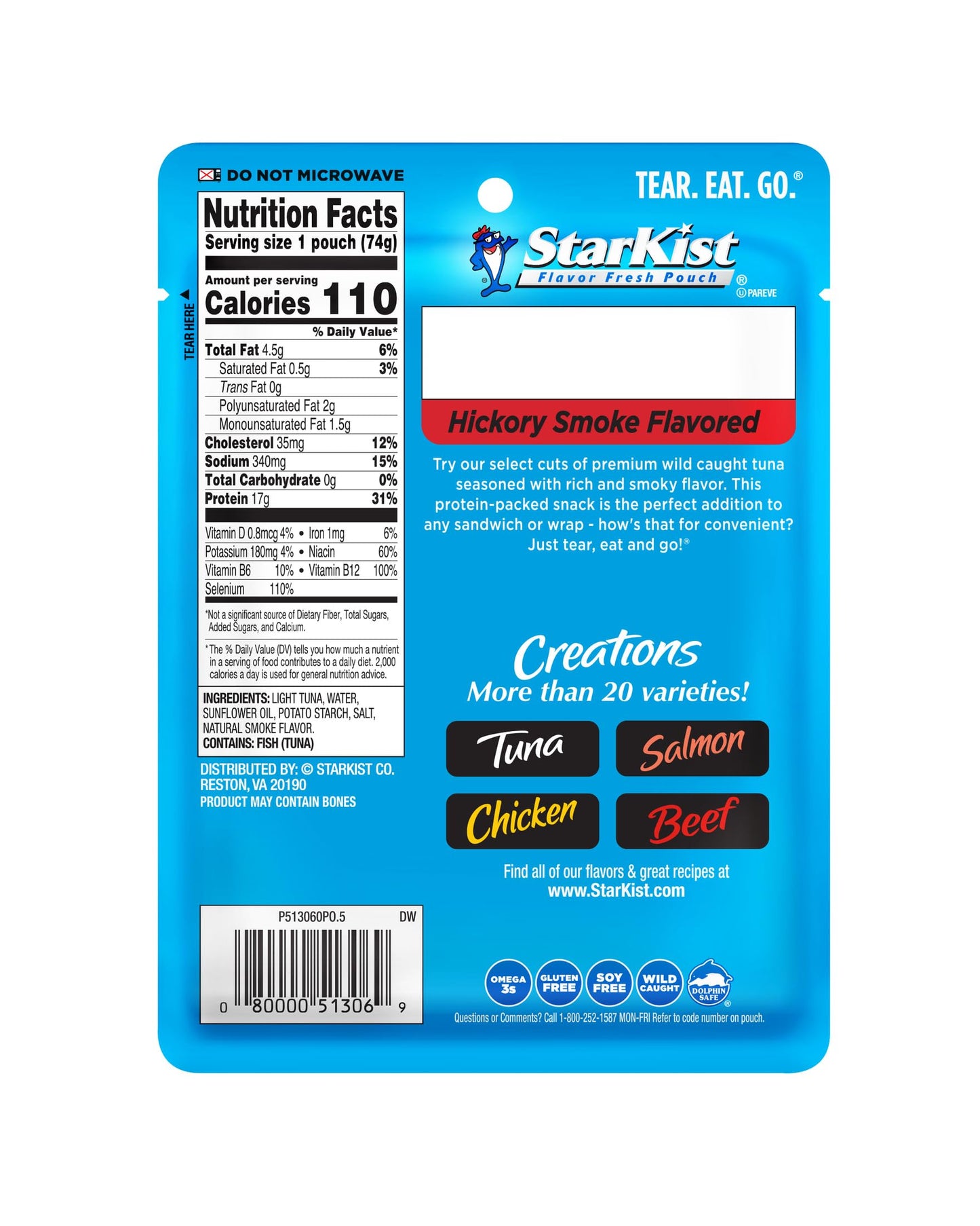 StarKist Tuna Creations Hickory Smoked Tuna Pouch, 2.6 oz, Pack of 1
