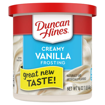 Duncan Hines Creamy Vanilla Flavored Frosting, 16 Oz Can Of Dessert And Cake Frosting (8 Pack)