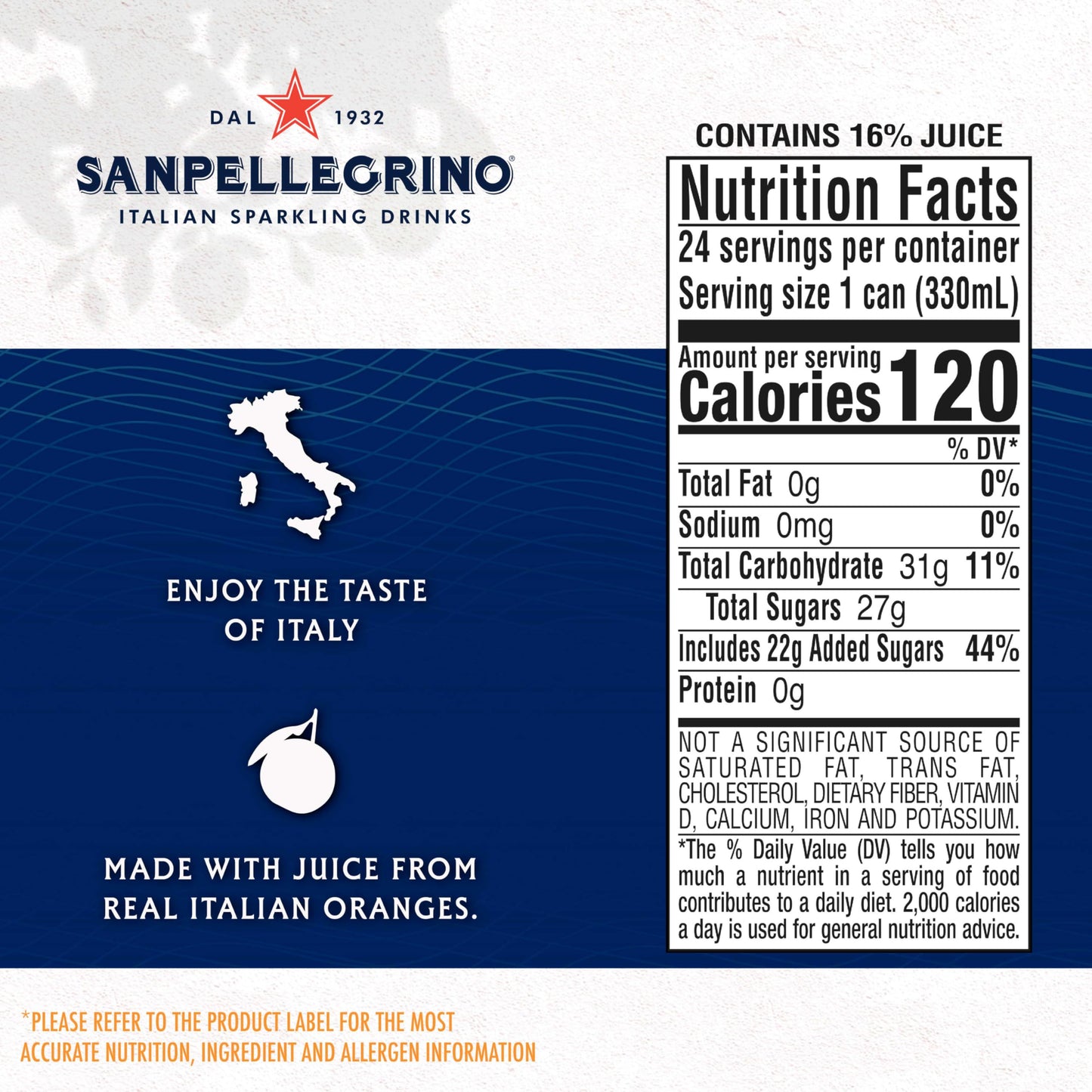 Sanpellegrino Italian Sparkling Drink Aranciata, Sparkling Orange Beverage, 6 Count(Pack of 4)