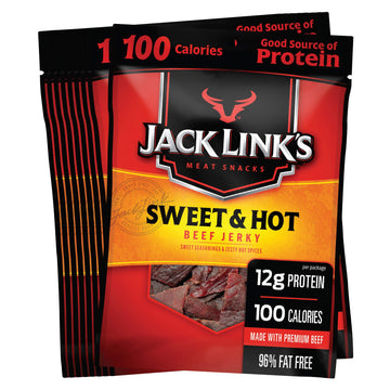 Jack Links Meat Snacks Beef Jerky, Sweet and Hot, 1.25 Ounce (Pack of 10)