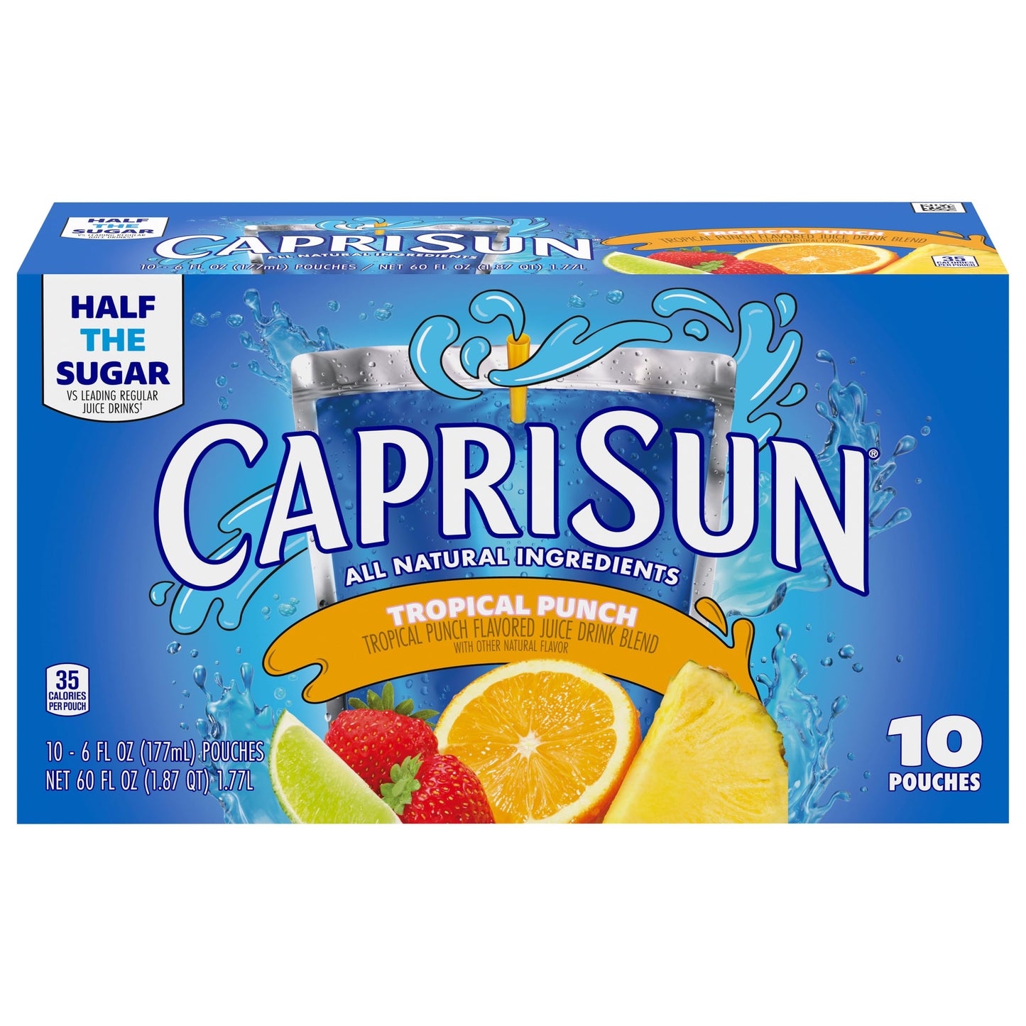 Capri Sun Tropical Punch Naturally Flavored Juice Drink Blend, 40 ct Pack, 4 Boxes of 10 Pouches
