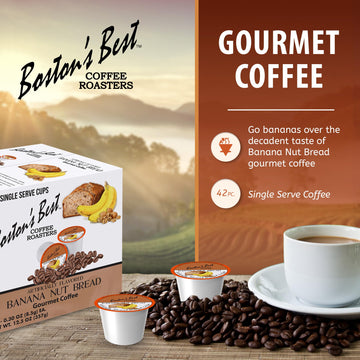 Bostons Best Gourmet Coffee - Banana Nut Bread Flavor Compatible with Keurig - 42 Count Pack