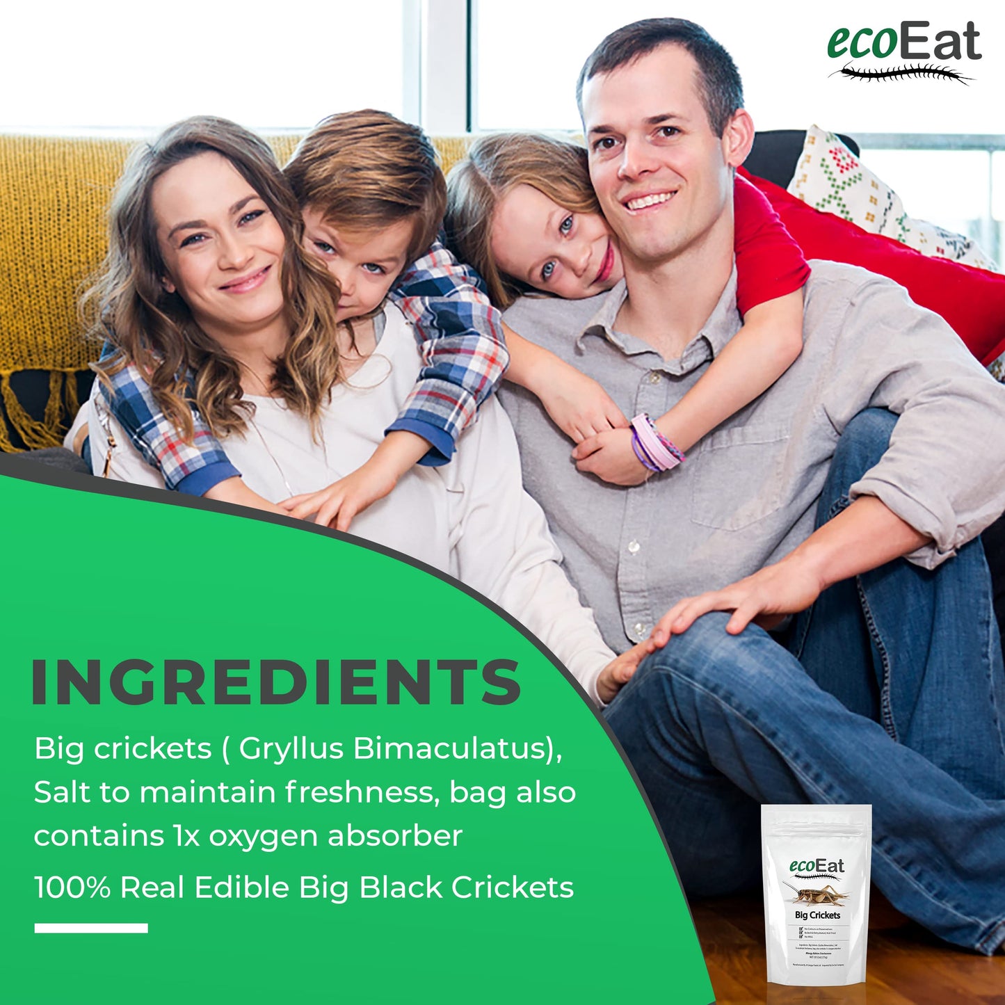 Ecoeat Edible Insects Big Black Crickets To Eat – Edible Bugs Edible Dehydrated Crickets - Snack Food Gifts (15G)