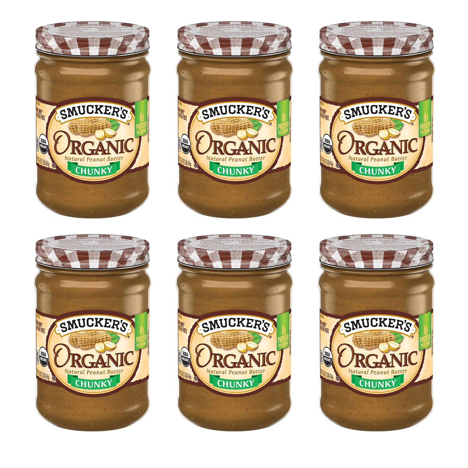 Smucker'S Organic Peanut Butter, Chunky, 16Oz (Pack Of 6)