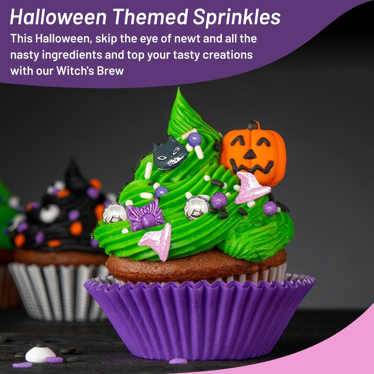 A Witch s Brew - 12 Oz Resealable Bag - Halloween Themed Cake and Cupcake Sprinkles - Features Purple Spiders, Witch s Hats, P