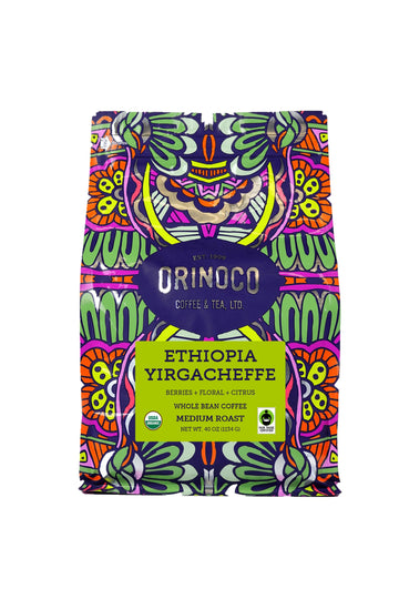 Orinoco Organic Ethiopian Yirgacheffe 2.5lb bag, Medium-Light Roast, Whole Bean Coffee, 100% Arabica beans